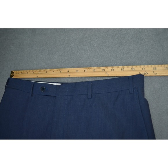 Canali Dress Pants Men 34x29 Blue Wool Slacks Straight Leg Made In Italy - Picture 2 of 8